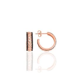 Söğütlü Silver Gümüş Rose Onix Taşlı Örgü Halka Küpe