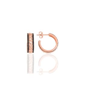 Söğütlü Silver Gümüş Rose Onix Taşlı Örgü Halka Küpe