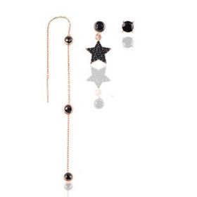 Söğütlü Silver Gümüş Rose Onix Taşlı Yıldız Kombin Üçlü Küpe Set