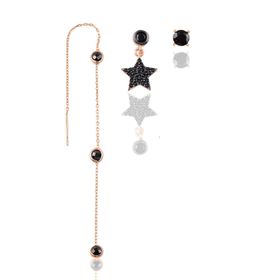 Söğütlü Silver Gümüş Rose Onix Taşlı Yıldız Kombin Üçlü Küpe Set