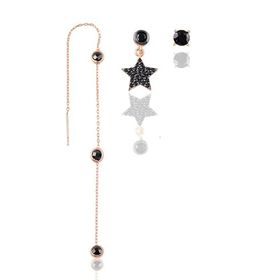 Söğütlü Silver Gümüş Rose Onix Taşlı Yıldız Kombin Üçlü Küpe Set