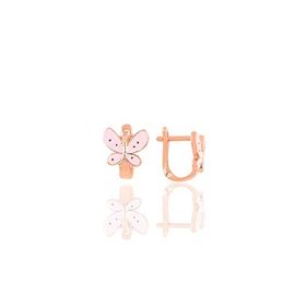 Söğütlü Silver Gümüş Rose Pembe Mineli Kelebek Küpe