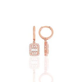 Söğütlü Silver Gümüş Rose Pırlanta Montür Baget Taşlı Sallantılı Küpe