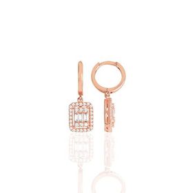 Söğütlü Silver Gümüş Rose Pırlanta Montür Baget Taşlı Sallantılı Küpe