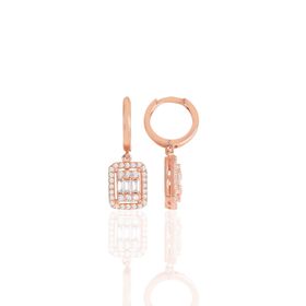 Söğütlü Silver Gümüş Rose Pırlanta Montür Baget Taşlı Sallantılı Küpe