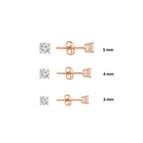 Söğütlü Silver Gümüş Rose Pırlanta Montürlü 3 Boy Tek Taş Kombin Küpe