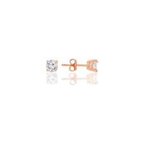 Söğütlü Silver Gümüş Rose Pırlanta Montürlü 5 mm Tek Taş Küpe