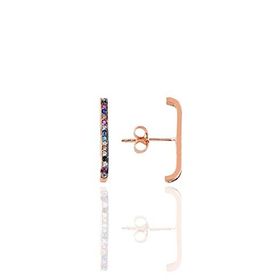 Söğütlü Silver Gümüş Rose Renkli Taşlı Style Küpe