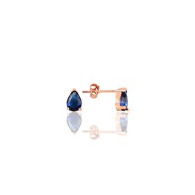 Söğütlü Silver Gümüş Rose Safir Taşlı Damla Küpe