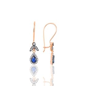 Söğütlü Silver Gümüş Rose Safir Taşlı Damla Küpe