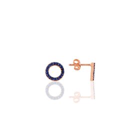 Söğütlü Silver Gümüş Rose Safir Taşlı Simit Küpe