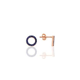 Söğütlü Silver Gümüş Rose Safir Taşlı Simit Küpe