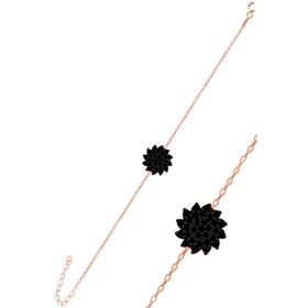 Söğütlü Silver Gümüş Rose Siyah Taşlı Güneş Bileklik