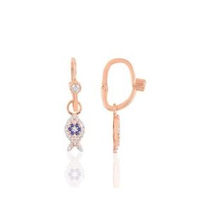 Söğütlü Silver Gümüş Rose Taşlı Balık Göçmen Küpe