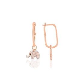 Söğütlü Silver Gümüş Rose Taşlı Fil Göçmen Küpe