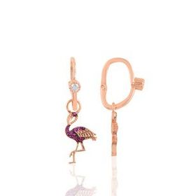 Söğütlü Silver Gümüş Rose Taşlı Flamingo Göçmen Küpe