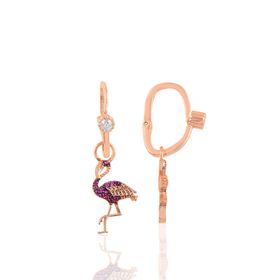 Söğütlü Silver Gümüş Rose Taşlı Flamingo Göçmen Küpe
