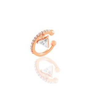 Söğütlü Silver Gümüş Rose Taşlı Üçgen SSallantılı Gümüş Kıkırdak Küpe