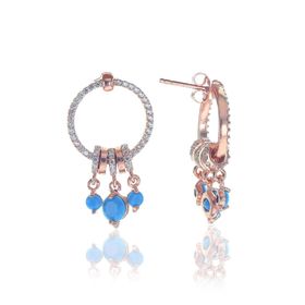 Söğütlü Silver Gümüş Rose Turkuaz Taşlı Sallantılı Ring Küp