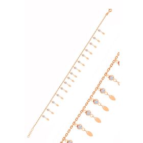 Söğütlü Silver Gümüş Rose Zirkon Taşlı Çift Sıra Mekik Pullu Halhal