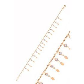 Söğütlü Silver Gümüş Rose Zirkon Taşlı Çift Sıra Mekik Pullu Halhal