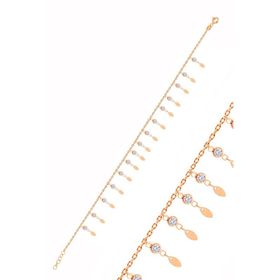 Söğütlü Silver Gümüş Rose Zirkon Taşlı Çift Sıra Mekik Pullu Halhal