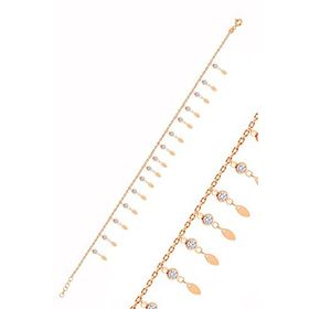 Söğütlü Silver Gümüş Rose Zirkon Taşlı Çift Sıra Mekik Pullu Halhal