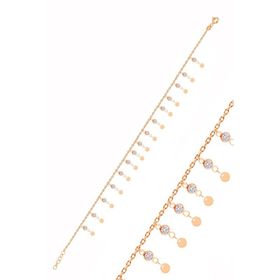 Söğütlü Silver Gümüş Rose Zirkon Taşlı Çift Sıra Pullu Halhal