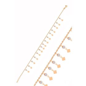 Söğütlü Silver Gümüş Rose Zirkon Taşlı Çift Sıra Pullu Halhal