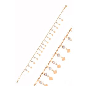 Söğütlü Silver Gümüş Rose Zirkon Taşlı Çift Sıra Pullu Halhal