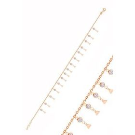 Söğütlü Silver Gümüş Rose Zirkon Taşlı Çift Sıra Üçgen Pullu Halhal