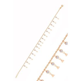 Söğütlü Silver Gümüş Rose Zirkon Taşlı Çift Sıra Üçgen Pullu Halhal