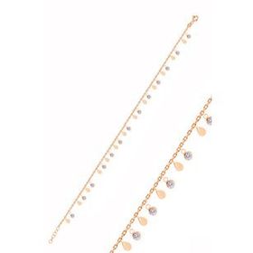 Söğütlü Silver Gümüş Rose Zirkon Taşlı Damla Pullu Halhal