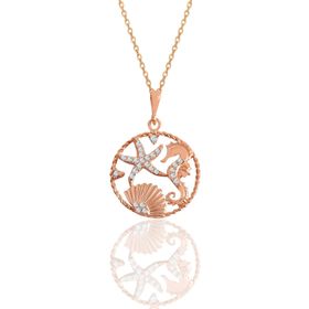 Söğütlü Silver Gümüş Rose Zirkon Taşlı Deniz Şans Kolye