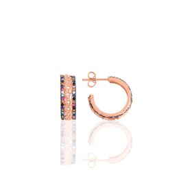 Söğütlü Silver Gümüş Rose Zirkon Taşlı Örgü Halka Küpe