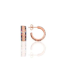 Söğütlü Silver Gümüş Rose Zirkon Taşlı Örgü Halka Küpe