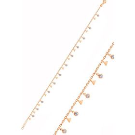 Söğütlü Silver Gümüş Rose Zirkon Taşlı Üçgen Pullu Halhal