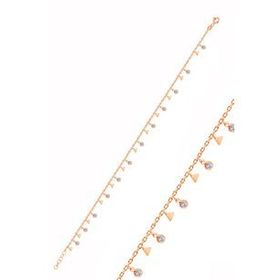 Söğütlü Silver Gümüş Rose Zirkon Taşlı Üçgen Pullu Halhal