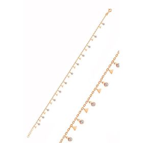 Söğütlü Silver Gümüş Rose Zirkon Taşlı Üçgen Pullu Halhal