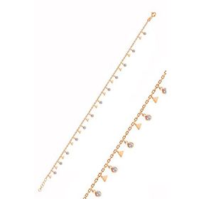 Söğütlü Silver Gümüş Rose Zirkon Taşlı Üçgen Pullu Halhal