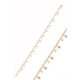 Söğütlü Silver Gümüş Rose Zirkon Taşlı Üçgen Pullu Halhal