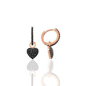 Söğütlü Silver Gümüş Siyah Taşlı Kalp Modeli Taşlı Halka Küpe