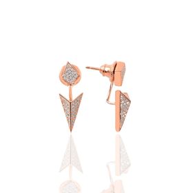 Söğütlü Silver Gümüş Üç Boyutlu Üçgen Modeli Sihirli Küpe