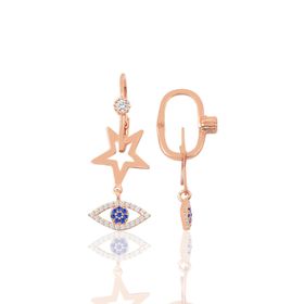 Söğütlü Silver Gümüş Yıldız ve Kutup Göz Modeli Göçmen Küpe