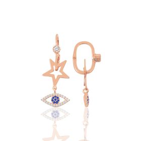 Söğütlü Silver Gümüş Yıldız ve Kutup Göz Modeli Göçmen Küpe
