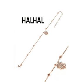 Söğütlü Silver Gümüş Yonca ve Zirkon Taşlı Toplu Zincir Halhal