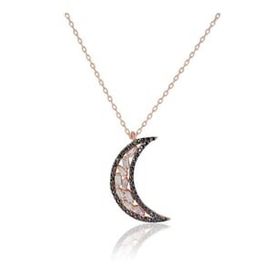 Söğütlü Silver KOLYE5097 Nano Turkuaz Taşlı Ay Kadın Kolye