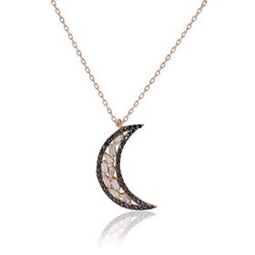Söğütlü Silver KOLYE5097 Nano Turkuaz Taşlı Ay Kadın Kolye