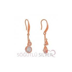 Söğütlü Silver KUPE8207 Zirkon Taşlı Sallamalı Kiraz Kadın Küpe