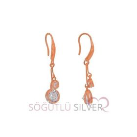 Söğütlü Silver KUPE8207 Zirkon Taşlı Sallamalı Kiraz Kadın Küpe